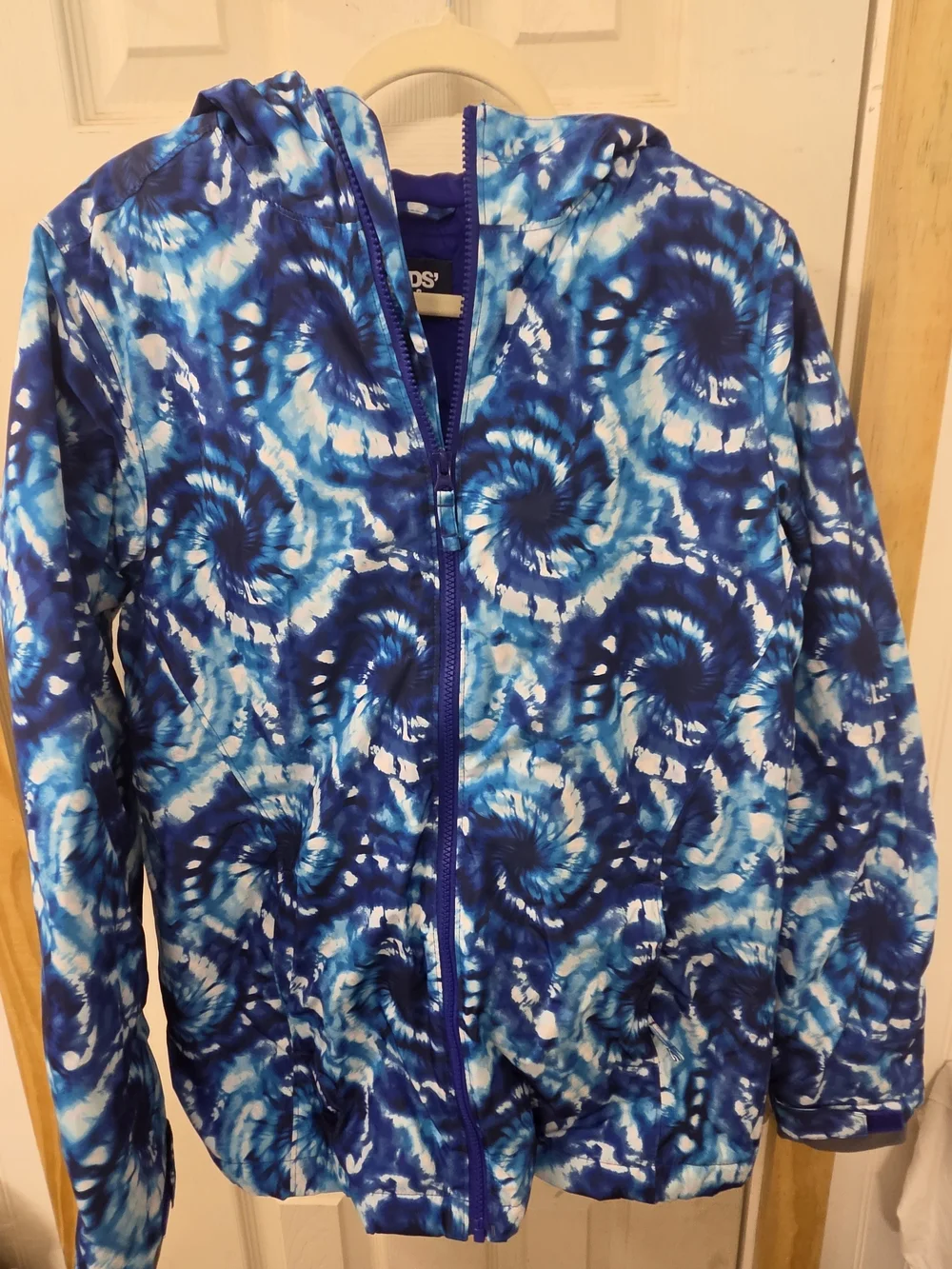 Lands' End Kids Blue Tie-Dye Hooded Puffer Jacket